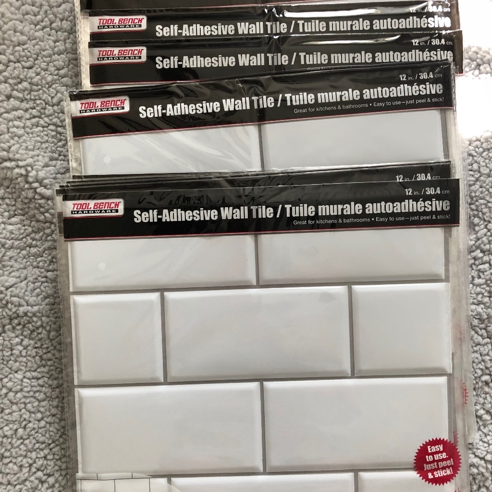 24 - Self Adhesive 12 x 12 in White Subway Tile